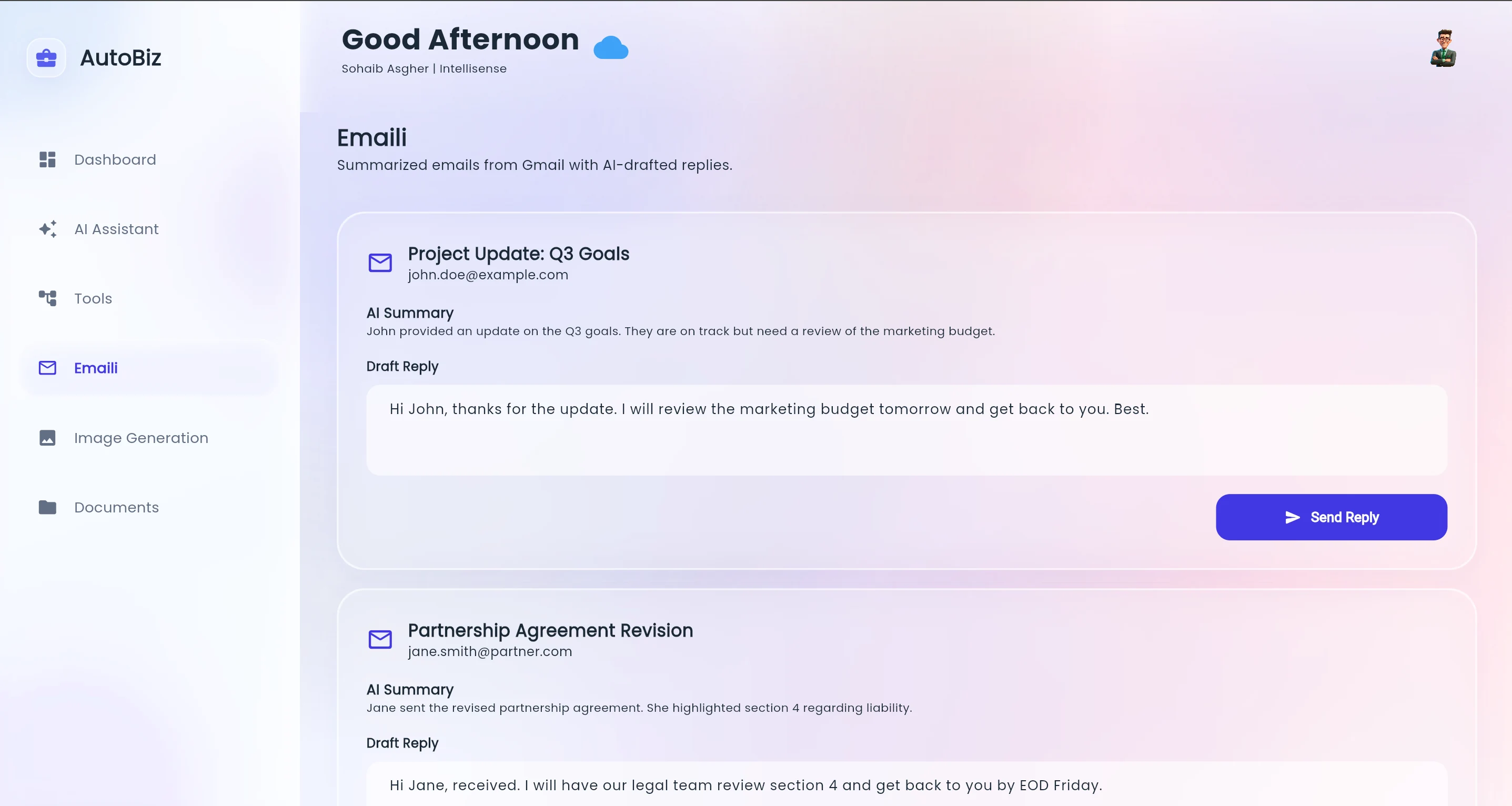 AutoBiz email workflow